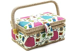 Sewing Box, D&D Small Sewing Basket with Sewing Kit Accessories Wooden Organizer Box Mini Sewing Kit for Home, Travel, Sewing