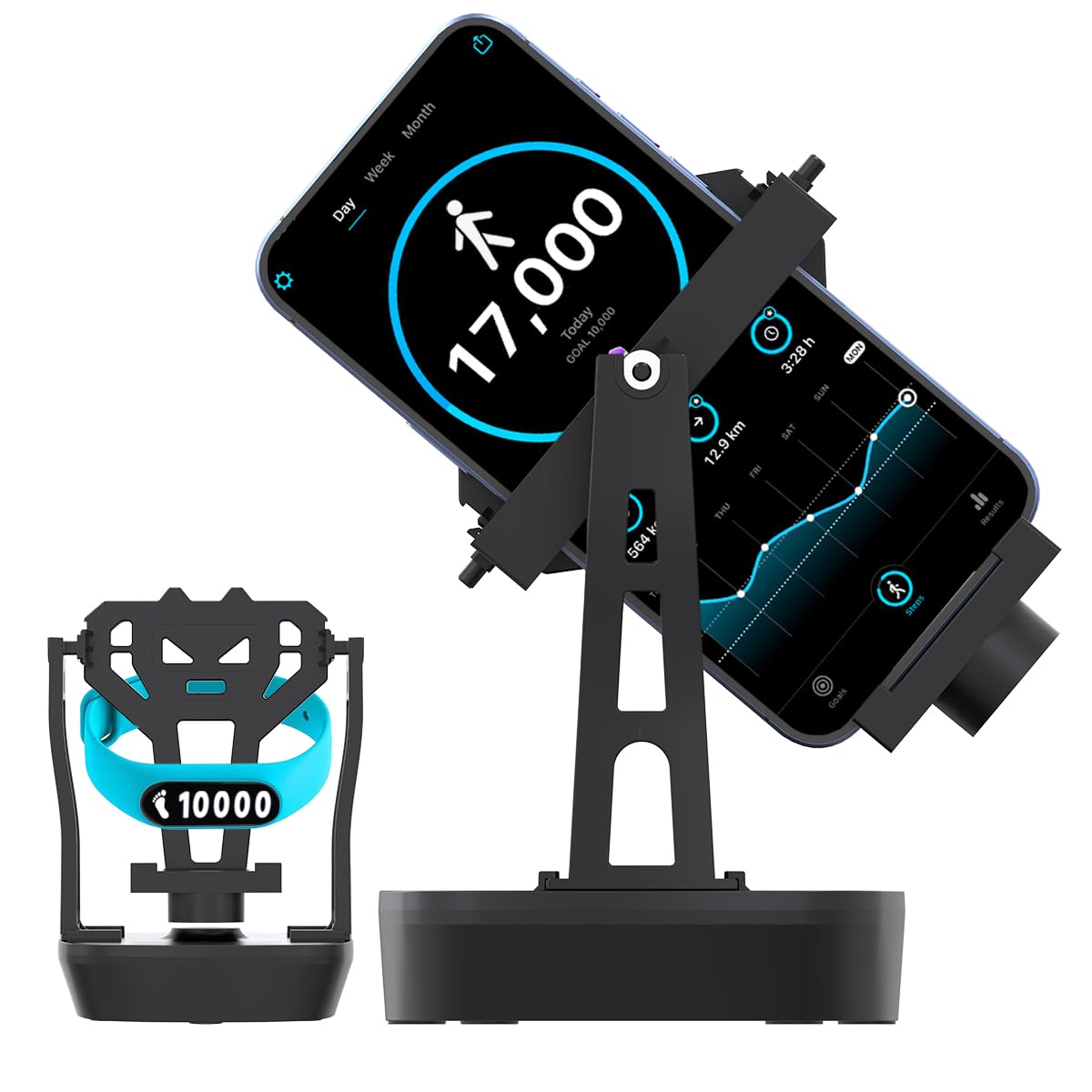 FEICHONGHO Rechargeable Phone Swing Device with Timer, Adjustable Speed, Two Swing Positions, Walker, Automatically get 3000-12000 Steps Per Hour, 1200 mAh Battery