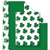 Whaline St. Patrick's Day Wrapping Paper -Mini Roll- 17 In x 32.8 Ft Green Shamrock Lucky Clover Gift Wrap Paper for Irish Holiday Birthday Wrapping Supplies