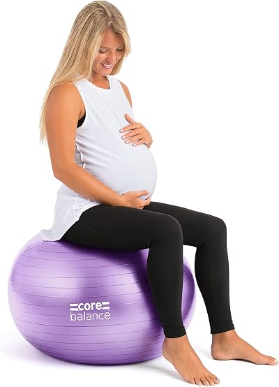 Core Balance 85cm Pregnancy Ball with Pump Anti Burst Purple