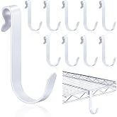 Otoolling 10 Pcs J Hooks for Wire Shelving, 3.5 Inch, Large, Metal White | Heavy Duty Shelf Hooks for Wire Racks, Closet Organizing, Extra Storage for Pantry Garage Shelving Systems and Accessories