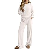 Oakgarden Women's Fuzzy Pajamas Sets Warm Fleece Loungewear Outfit Cozy Long Sleeve Fluffy Pullover Pant Set 2 Piece