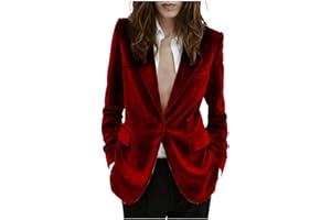 Womens Velvet Blazer Suit Jacket One Button Warm Blazer for Winter Wedding Prom Party Women Jacket