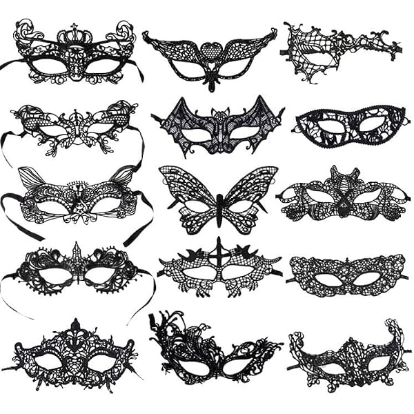 6 Pack Black Lace Masquerade Masks - Venetian Style Eye Masks For Halloween & Parties