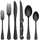 72-Piece Black Silverware Set, Umite Chef Flatware Set with Steak Knives for 12, Food-Grade Stainless Steel Cutlery Set, Includes Spoons Forks Knives, Kitchen Cutlery for Home Office Restaurant Hotel
