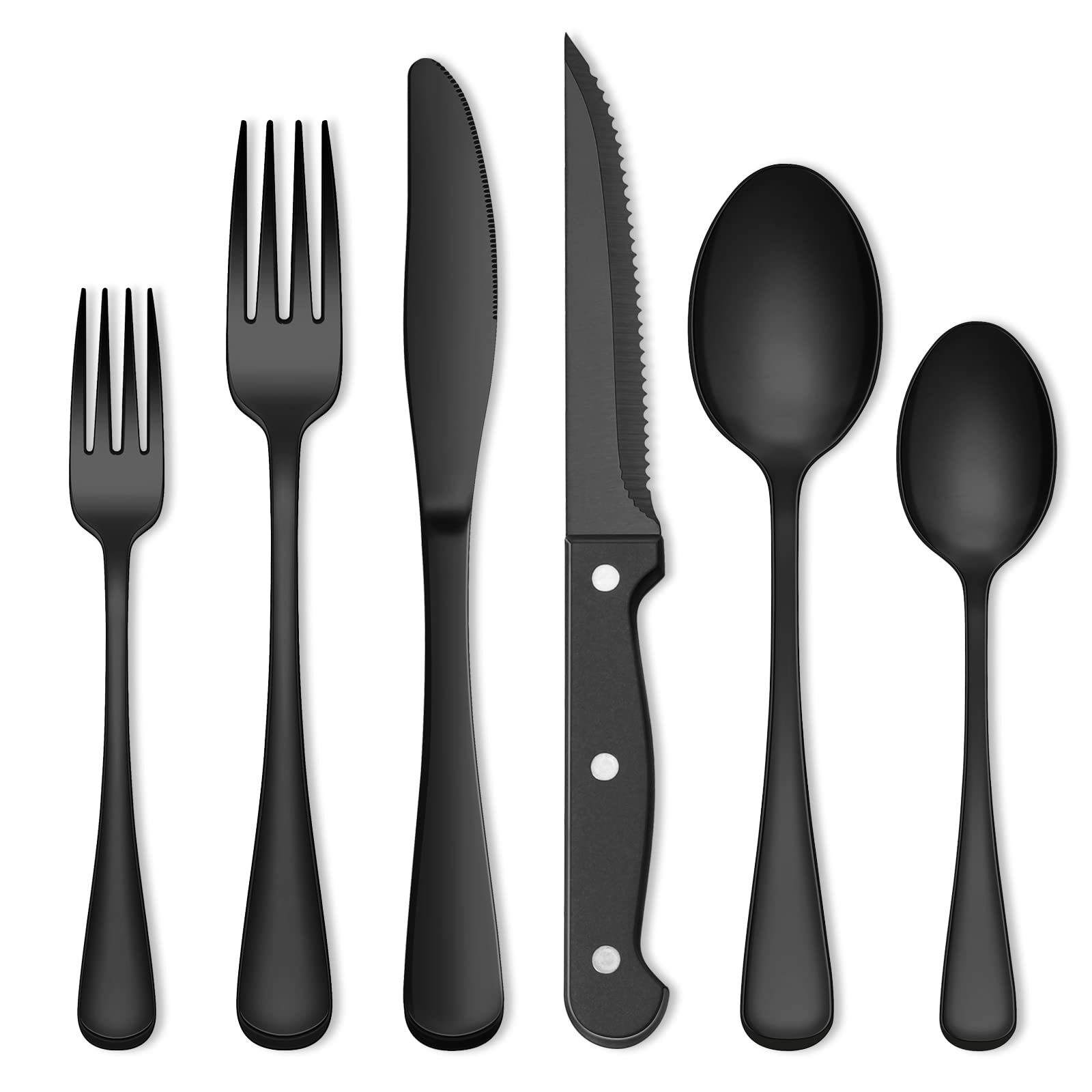 Photo 1 of 72-Piece Black Silverware Set, Umite Chef Flatware Set with Steak Knives for 12, Food-Grade Stainless Steel Cutlery Set, Includes Spoons Forks Knives, Kitchen Cutlery for Home Office Restaurant Hotel