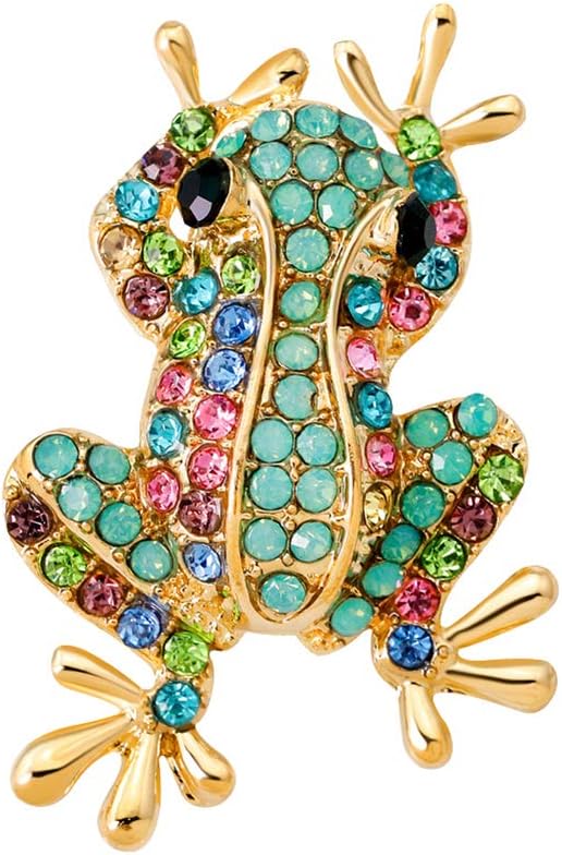 oAtm0eBcl Luxury Frog Brooch Pin, Fashion Women Frog Shiny Rhinestone Inlaid Brooch Pin, Clothes Decoration Jewelry Gift AG154-B