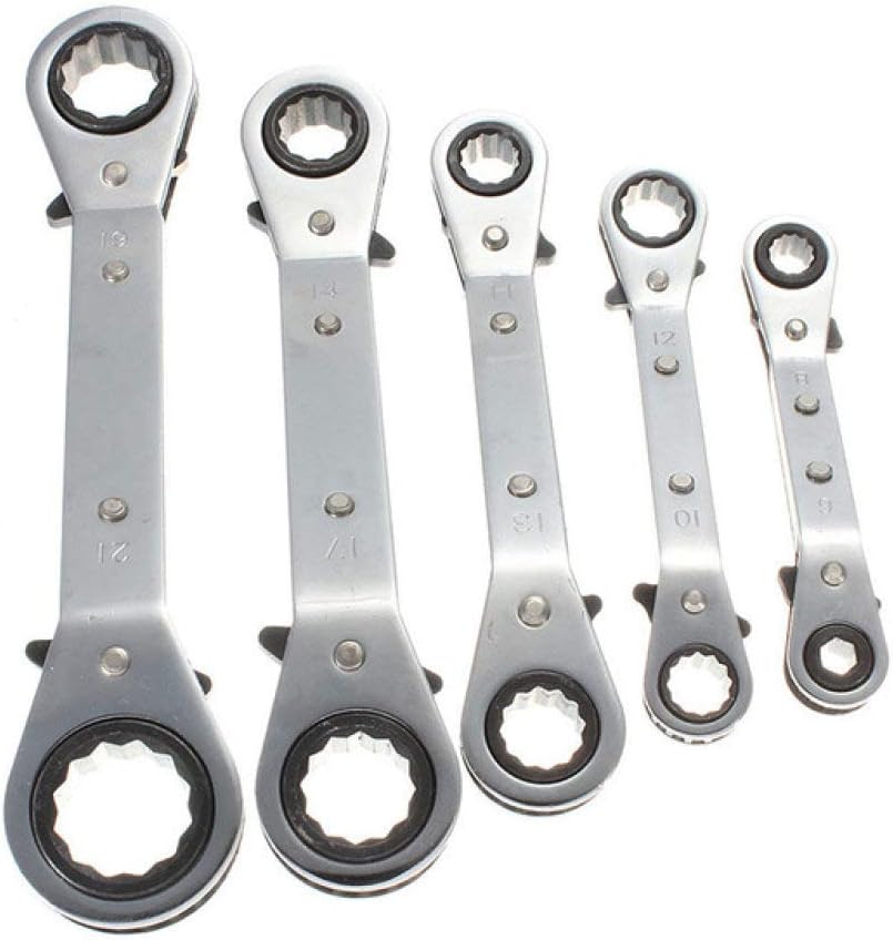 QMZJSP Wrench 6-22 mm Double Head Ratchet Wrench Reversible Ratchet Handle Wrench Metric Hand Tool Ratchet Ring Spanner,19,21mm