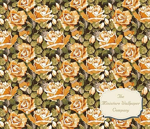 Golden Roses Luxury Dollhouse Wallpaper - Dolls House Miniature - Flooring Sheet - 12th Scale - 24th Scale