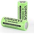UNROEVS 2 Packs 18500 Rechargeable Battery with Flat Top,3.7V 2000mAh INR 18500 High Capacity Li-ion Battery for Flashlights,Solar Garden Lights. (2, Flat Top)