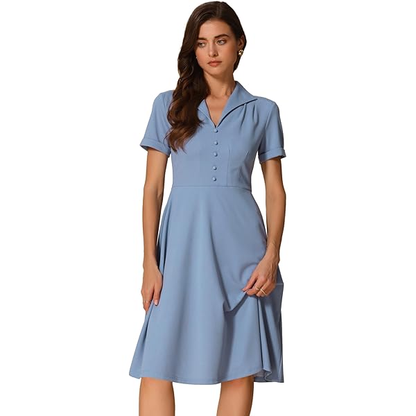 Jessica London Women's Plus Size Short Sleeve Fit and Flare Dress - 12 W,  Black at Amazon Women's Clothing store