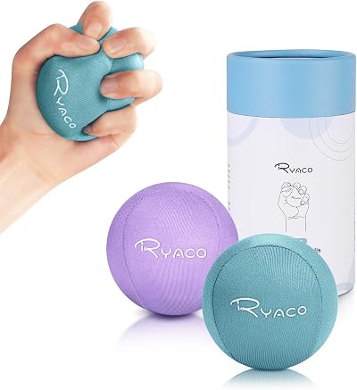 RYACO 2Pcs Hand Exercise Gel Stress Balls Set Purple & Green, 2.3in Diam