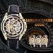 Caluxe Luxury Men Automatic Mechanical Skeleton Watch Genuine Leather Band Steampunk 3D Design