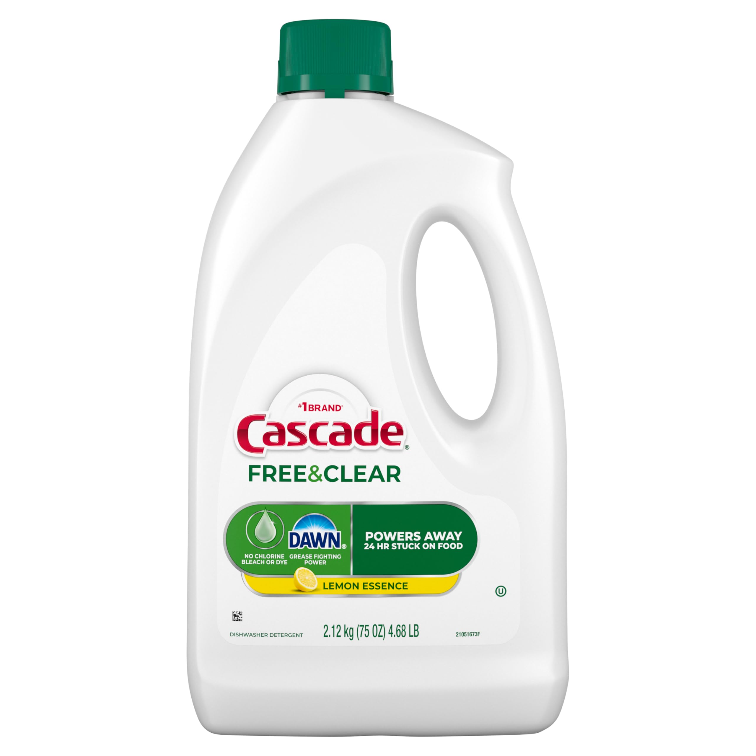 Cascade Free & Clear Dishwasher Detergent Liquid Gel, Dish Detergent, Dishwasher Soap, Lemon, 75oz