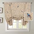 H.VERSAILTEX Blacout Tie Up Curtain 63 Inch Length Thermal Insulated Window Curtains Adjustable Tie Up Shade Balloon Rod Pocket Curtain Panel - 42x63 - Taupe Birds Pattern