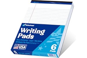WritePads Legal Pad 8.5 x 11 Note Pad, Wide Ruled Writing Pad, White Paper, 6-Pack, 50 Sheets Per Pad, Micro-Perforated Notepad, Office Supplies (KSU-8331) - Made in the USA