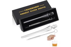 CRSSBROHIP Whiskey Glass Water Pipette，Precision Whisky Dilution Tool，Glass Pipette for Bourbon，Whisky Connoisseur Tasting Gift Set with Cleaning Brush