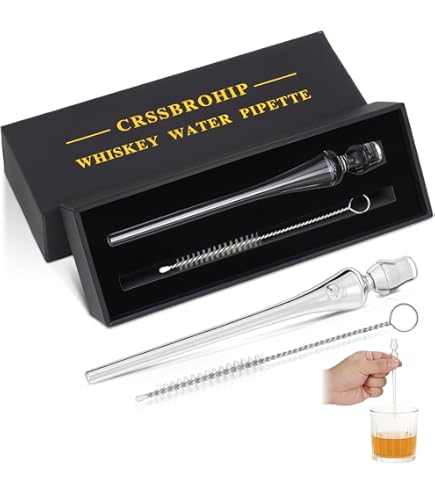 Whiskey Glass Water Pipette, Prefdo Glass Dropper for Bourbon