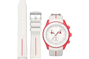 Niziruoup Rubber Strap for Omega x Swatch MoonSwatch Speedmaster/Rolex Watch/SEIKO Watch 20mm, Curved No Gap Premium Soft Durable Rubber Original Watch Bracelet Replacement Band for Men Women