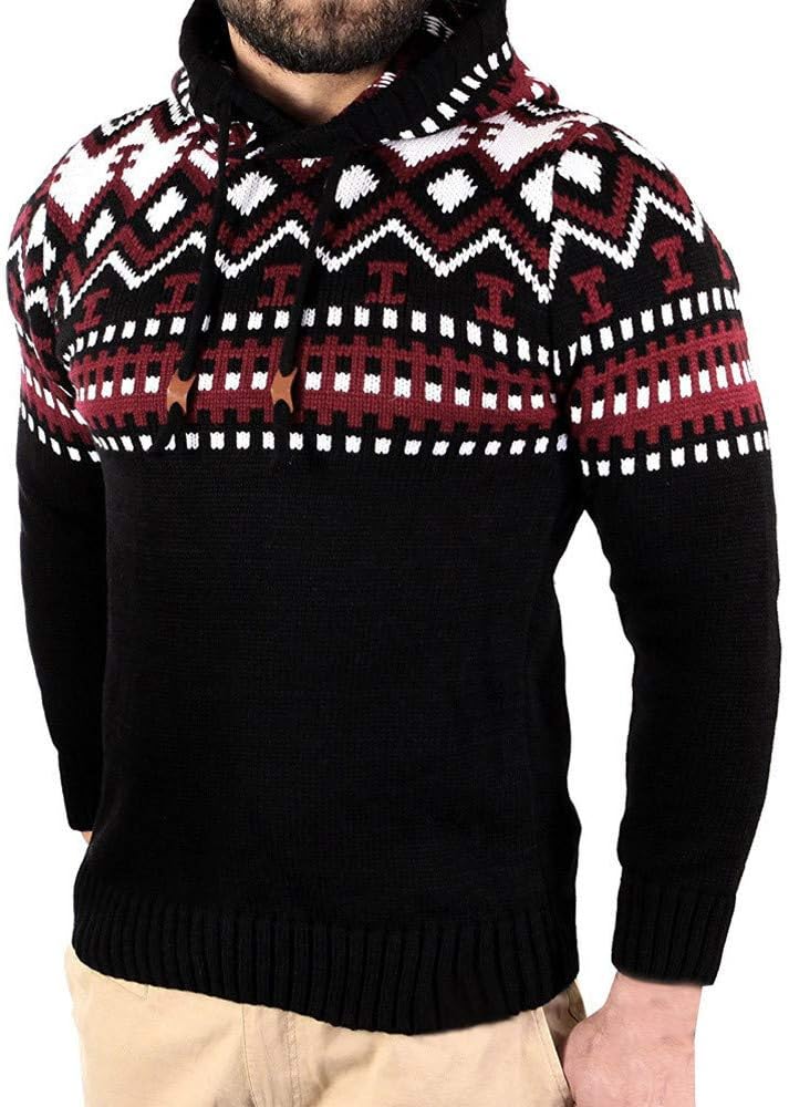 Muranba Men's Autumn Winter Pullover Knitted Hooded Sweater Coat