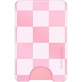 VELVET CAVIAR compatible with MagSafe Wallet 2.0 | Magnetic Card Holder Wallet for iPhone 17/16/15/14/13/12 or Phone Cases compatible with MagSafe | Pink Checkered