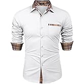 COOFANDY Men's Long Sleeve Dress Shirt Plaid Collar Casual Button Down Shirts