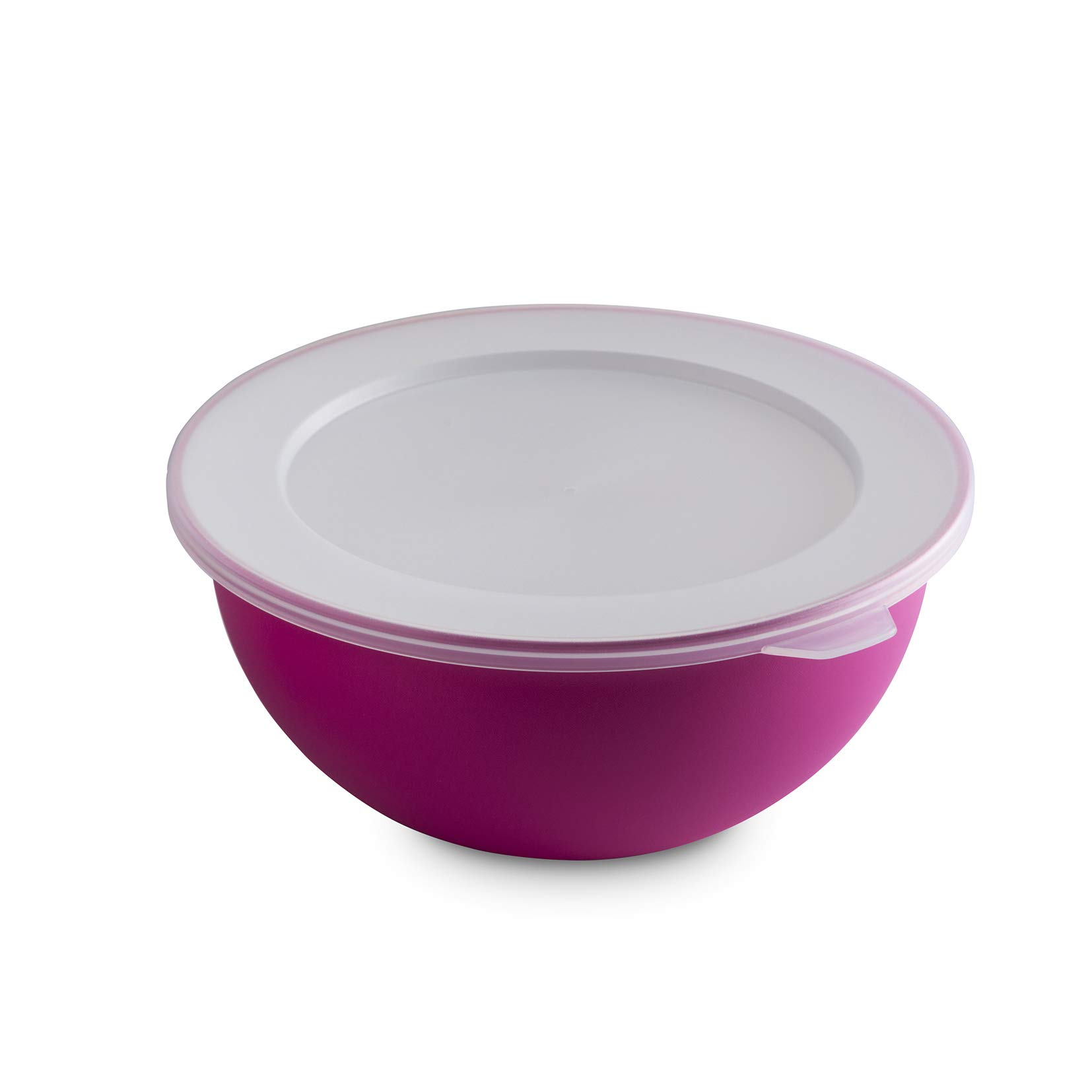 Omada Design Bowl+ Lid of 16,90 fl oz (1,5 Liters), Diameter 8,07 inch (20,5 cm), White Inside and Colored Outside, in Polypropylene