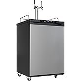 EdgeStar KC3000SSTWIN Full Size Dual Tap Kegerator with Digital Display - Black and Stainless Steel