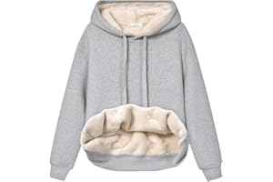 Haellun Womens Casual Winter Warm Fleece Sherpa Lined Pullover Hooded Sweatshirt