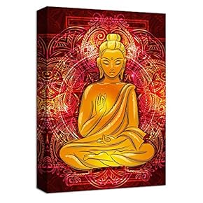Canvas Wall Art Buddha Mural Tibet Thangka Painting Artwork for Home Prints Framed - 12x18 inches
