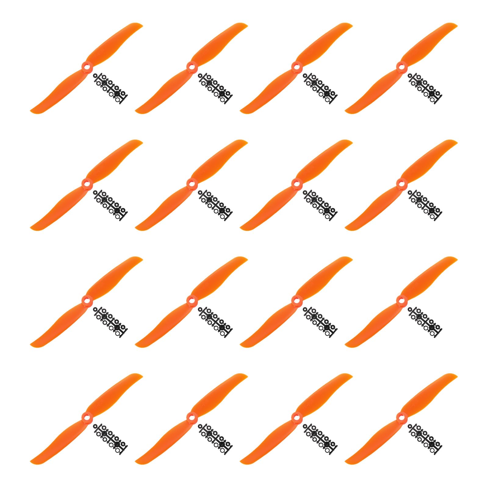 sourcing map 6035 Propellers 6x3.5 Prop 2-Vane Fixed-Wing Orange Replacement Props with Adapter Rings for Airplane RC Plane, Pack of 16