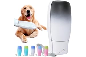 MITOCAPY Foldable Portable Dog Water Bottle, Food Grade Plastic Dog Water Bowl Dispenser, High-Temperature Resistant Dog Accessories for Outdoor, Travel Gifts for Dogs(19Oz, Black&White)