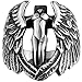 Men's 316L Stainless Steel Large Cross Angel Wing Unisex Ring Band Vintage Gothic Punk Biker Silver Black Size 13