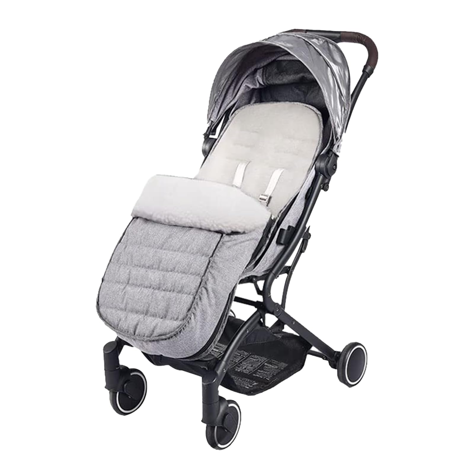 Cosytoes Footmuff, Fairy Baby Waterproof and Windproof, CosyToes Fleece Lined Universal Fitting for Pushchairs Strollers Prams Buggy (Grey/White Fleece)