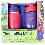 Thermoflask Stainless Steel Kids 14oz Straw Bottle 2pk Punch,Eggplant