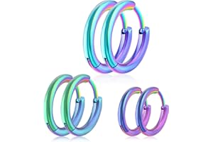Yolev 316L Surgical Stainless Steel Small Hoop Earrings 8mm 10mm 12mm Hypoallergenic Thin Hoop for Hypoallergenic Cartilage Earrings Lightweight Small Hoop Earrings
