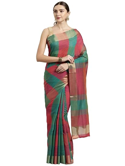 Womens Blended Cotton Saree (CCOPSC13653; Multicolor)