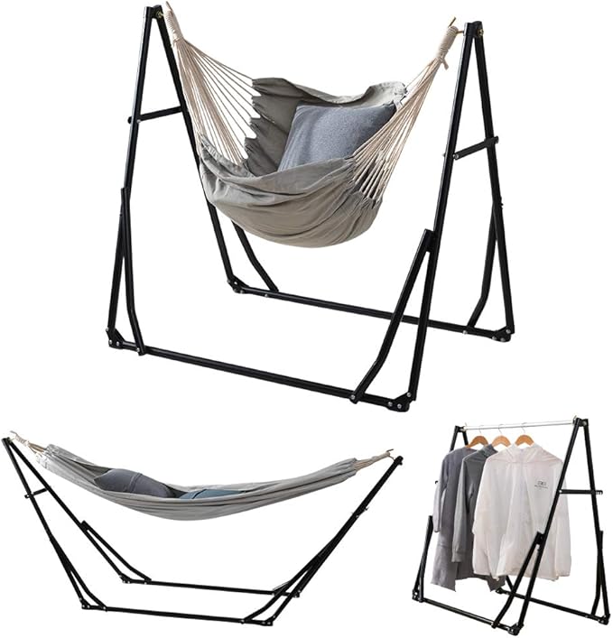 Amazon Btm ハンモック 自立式 3 Way ポータブルハンモック 専用ケース付き 1年安心保証 チェアー 室内 折りたたみ おしゃれ デザイン アウトドア 屋外 キャンプ ハンモックチェア スタンド グレーベッド グレーチェア Btm ハンモック