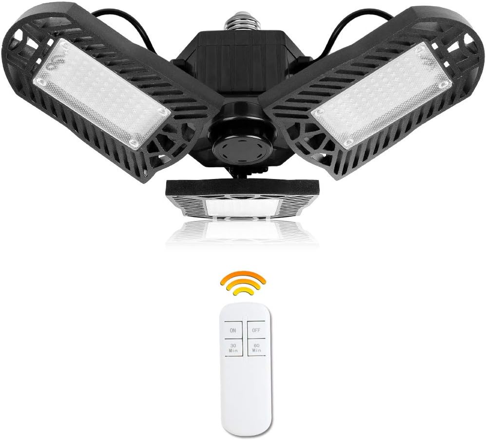 Deformable Garage Light 80W with Remote Control,6500K