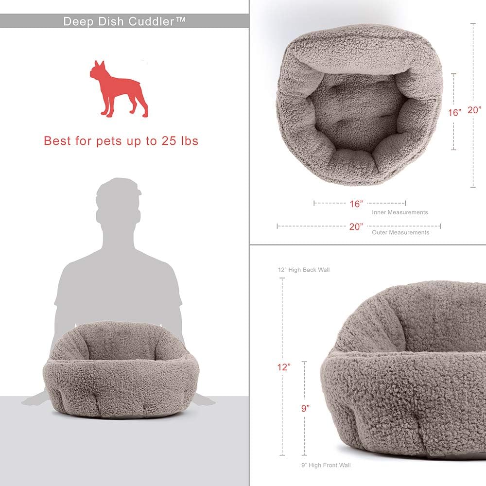 Best Friends by Sheri OrthoComfort Deep Dish Cuddler (19x17x12") - Self-Warming Cat and Dog Bed, Gray : Pet Supplies