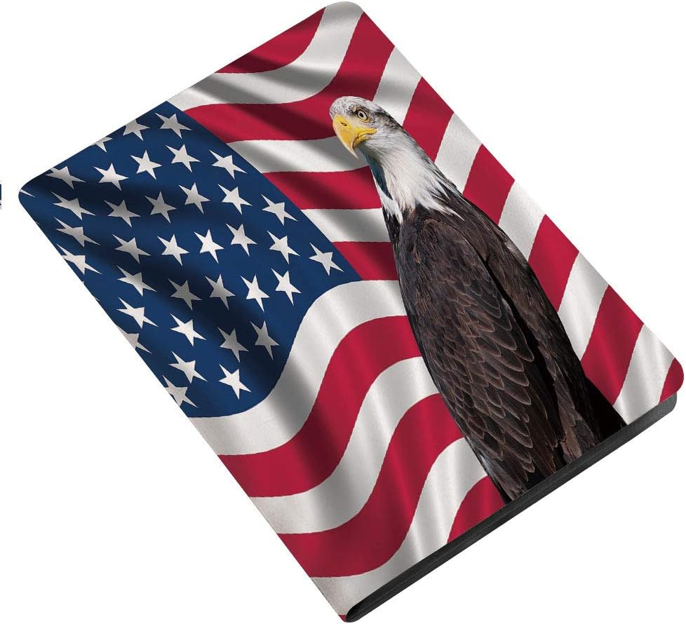 Eagle Slim Stand Hard Back Shell Protective Smart Cover Case for iPad 7th Gen 10.2 Inch 2019 (A2197 A2198 A2200) Patriotic Symbols of the Land with an American Flag with a Bald Eagle Nationalism Decor
