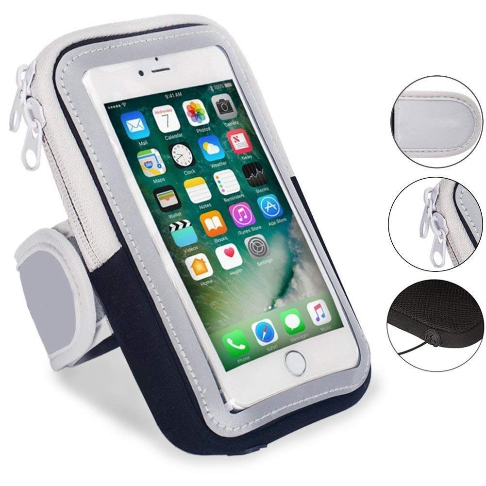 LENPOW Multifunctional Outdoor Sports Armband Sweatproof Running Armbag Casual Arm Package Bag Gym Fitness Cell Phone Bag Key Holder for iPhone X 8 7Plus 6sPlus Samsung Galaxy Note 5 4 S8 S7 Edge Plus