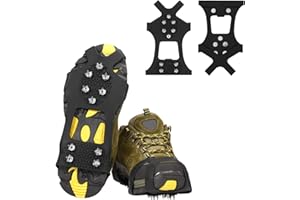 willceal Ice Cleats, Ice Grippers Traction Cleats Shoes and Boots Rubber Snow Shoe Spikes Crampons with 10 Steel Studs Cleats Prevent Outdoor Activities from Wrestling