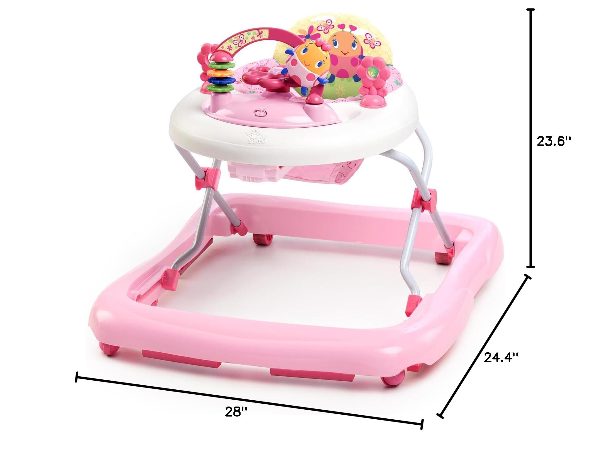 Bright Starts JuneBerry Walk-A-Bout Baby Walker and Entertainer, with Easy Fold Frame for Storage, Ages 6 Months +
