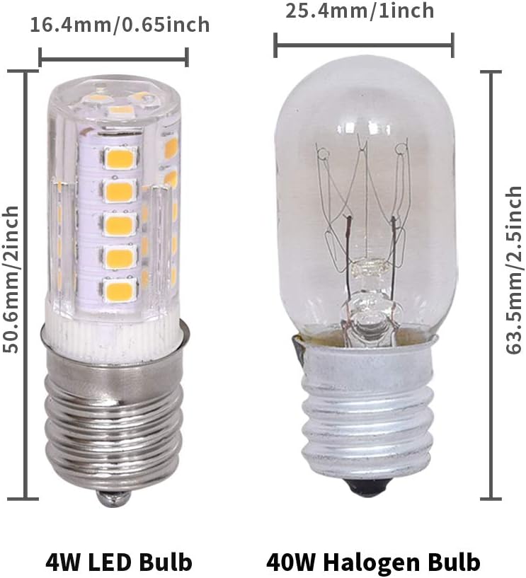 WTINTELL E17 LED Bulb, Equivalent to 40 Watt Halogen Bulb, dimmable, Microwave Refrigerator and Smoking Machine Bulb, AC110-130V 4W Warm White 3000K (Pack of 2) - - 