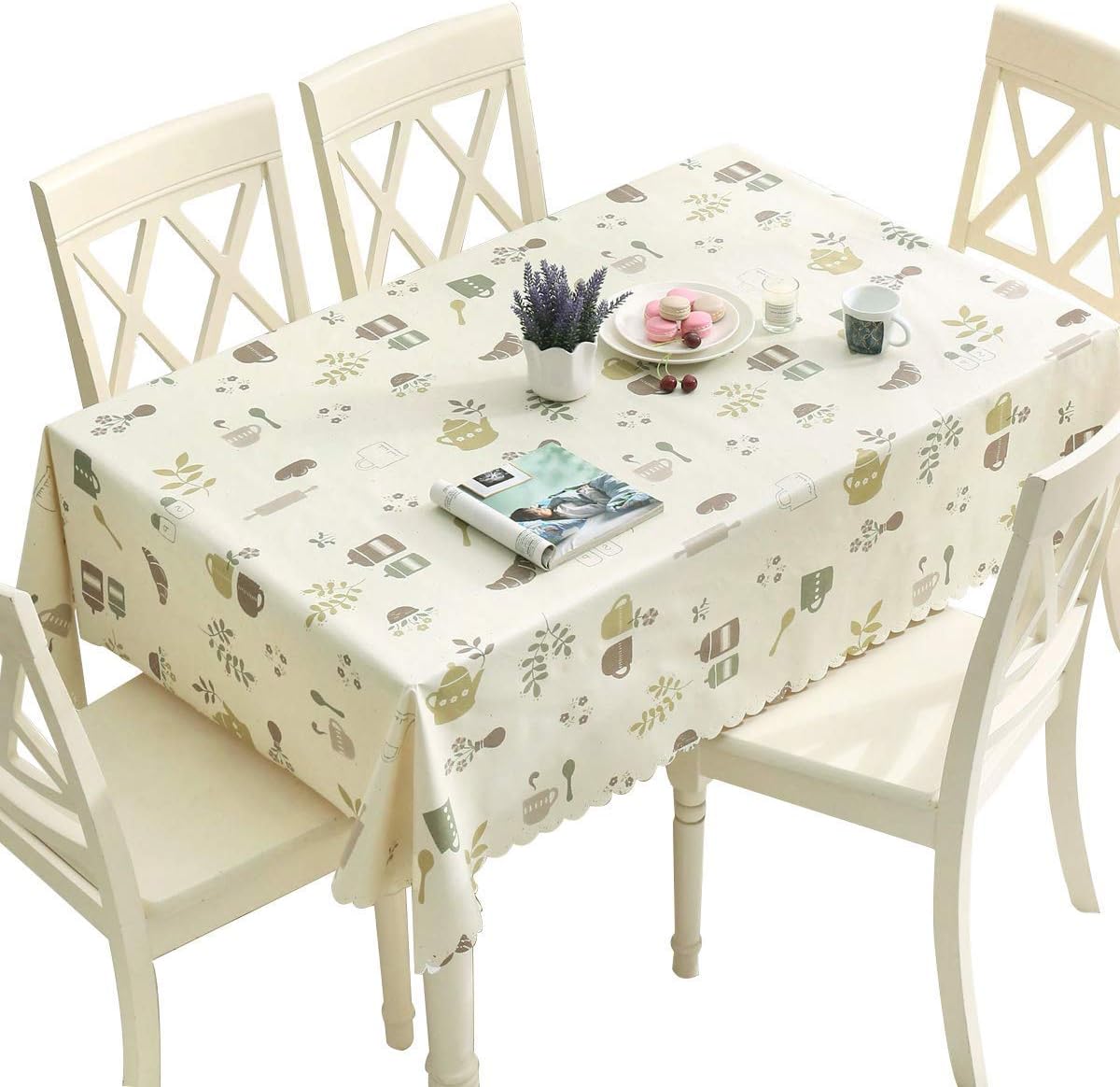 DUOFIRE Vinyl Tablecloth Rectangle Wipe Clean Table Cover Waterproof Stain Resistant Oil Proof Spill Proof Heavy Weight PVC Tablecloths for Outdoor/Indoor/Kitchen use (54 x 54 Inch, Color-No.003)