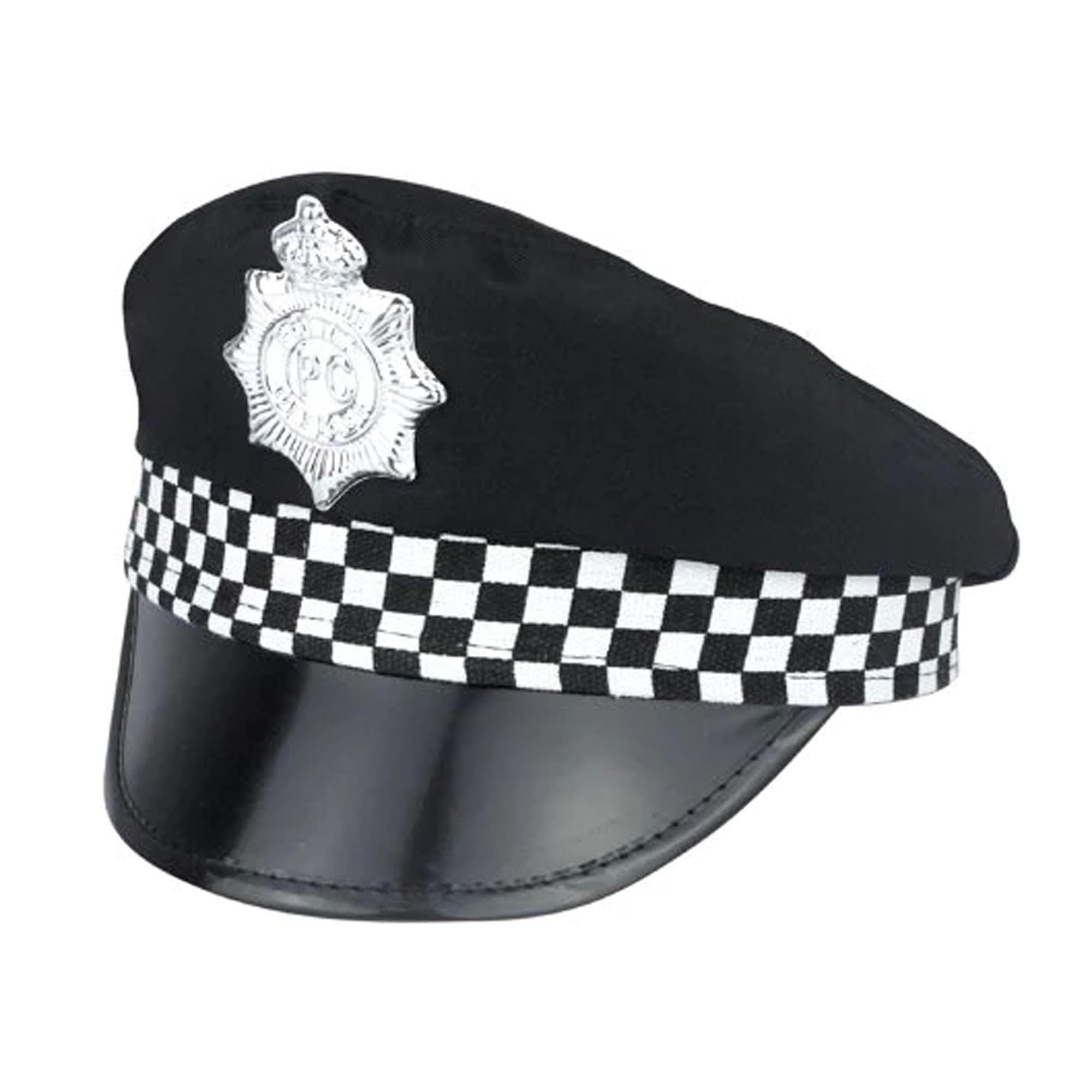 Navoys Unisex Police Hat - Adult Fancy Dress Accessories, One Size, Comfortable Fit, Policeman Outfit, Policewoman Helmet, Black Police Officer Cap, Halloween