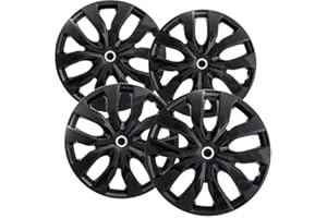 OxGord Hubcaps Wheel Covers - (Set of 4) Hub Caps Wheels Rim Cover - Car Accessories Silver Hubcap Standard Steel Rims - Snap On Auto Tire Replacement Exterior Cap (Ice Black, 15 Inch)