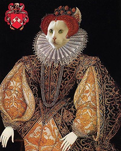 Tudor Lettice Knollys WHITE PERSIAN kitty CAT LADY altered portrait woman anthro art print