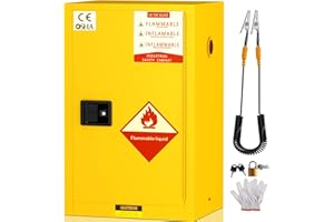 KQZZIV Flammable Safety Cabinet for Combustible Liquid Storage, Heavy-Duty Fireproof Steel Chemical Storage Cabinet with Lock, FM Compliant – Multiple (23" W x 18" D x 35" H)